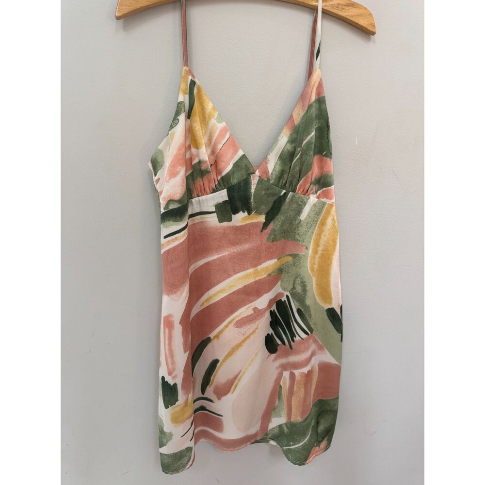 LA Hearts Abstract Print Mini Dress Medium Open Back Slip Dress